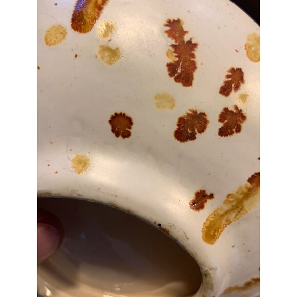 Vintage Handcrafted Ceramic Ashtray Splatter Glaze Brown Gold Earthy 4 Notches - Picture 10 of 15